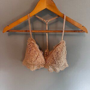 Aerie  Padded Lace Bralette Bra Nude Racer Back Size M